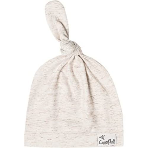 Copper Pearl Baby Beanie Hat Top Knot Stretchy Soft Oat