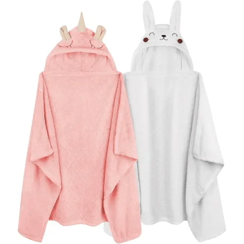 Hooded Baby Towels Girl Baby Bath Towels Toddler Towels for Girls 0-5 Years, 2-Pack Ultra Soft & Absorbent Baby Girl Bath Towel Toddler Bath Towel, Large 50''x32'' Baby Hooded Towel Girl