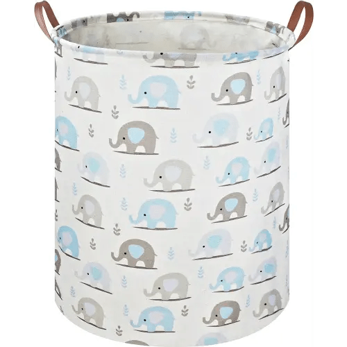 Laundry Hamper, Elephant laundry Basket, Nursery Hamper, Waterproof Storage Bin for Bedroom, Clothes Organizer Basket, Room Decor(Blue Elephant)