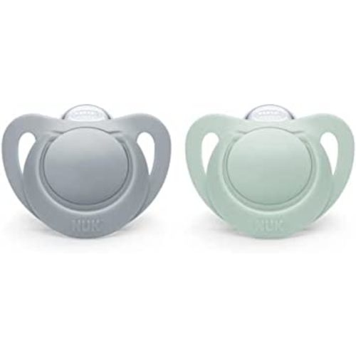 NUK | Orthodontic Pacifiers | Pink-Powder Pink | 6-18 Months | Best Pacifier for Breastfed Babies | BPA Free | Shaped to Soothe Just Like Mom | 2-Pack (Blue)