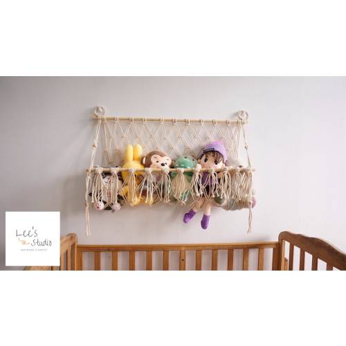 Macrame Stuffed Animal Hammock: Handmade Cotton Toy Storage
