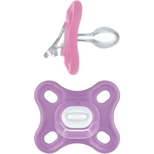 MAM Comfort Baby Pacifiers, Lightweight One-Piece Full Silicone Binky for Newborns 0-3 Months, BPA-Free Nipple, Easy to Clean Pacifier, Best for Breastfed Babies, with Sterilizer Case, 2 Count Binkies