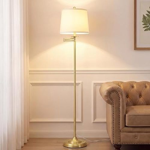 Qingmiao 61" Vintage Floor Lamp with Swing Arm 350° Adjustable, 3-Way Bulb