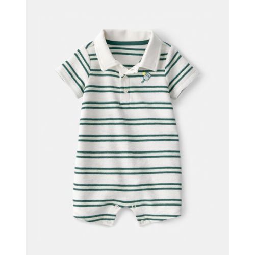 Baby Boy Pickleball Stripe Short-Sleeve Romper - Green/White | Carter's