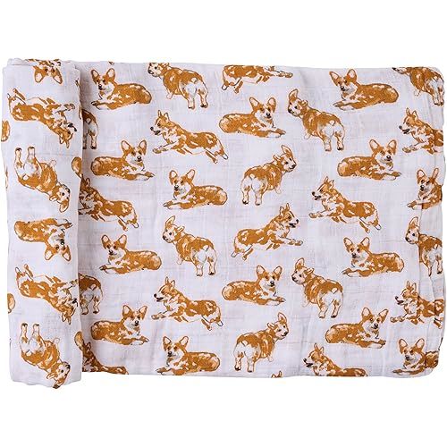 Mud Pie Baby Dog Breed Swaddle Blanket, Corgi, 47" x 47"