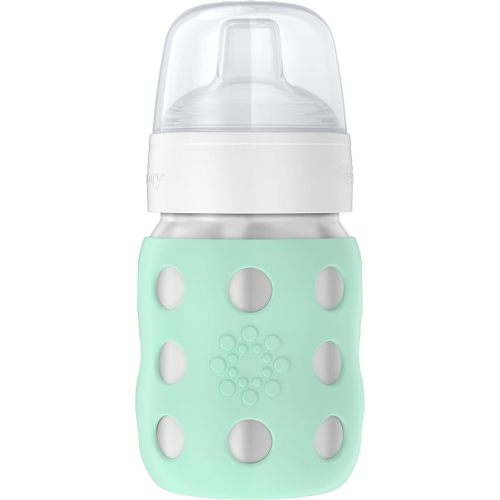 Lifefactory 8-Ounce Stainless-Steel Vacuum-Insulated Wide-Neck Baby Bottle with Sippy Nipple, Mint (LS2251WMI4)