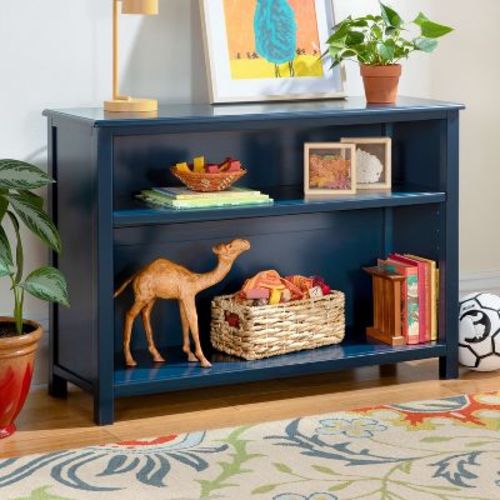 Guidecraft Taiga 2-Shelf Bookcase - Navy: 30" Bookshelf and Storage Unit for Bedrooms or Playrooms, Wooden Shelving for Books, Toys, School Supplies