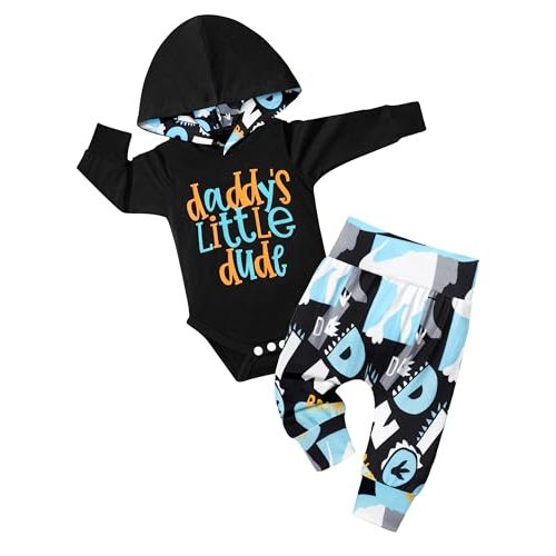 Fommy Baby Boy Clothes Flannel Plaid Outfits Long Sleeve Hoodie Romper Fall Winter 2 Pcs Clothes for Boy