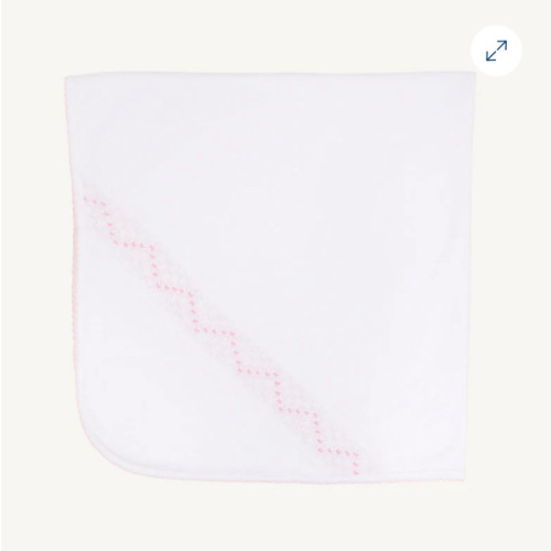 Sweetly Smocked Blessing Blanket - Worth Avenue White with Palm Beach