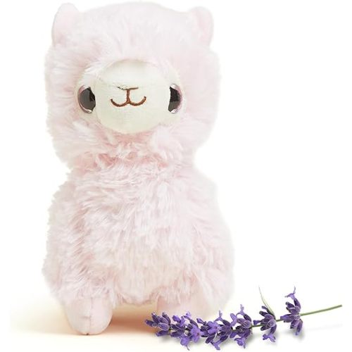 warmies Junior Microwavable & Weighted Stuffed Animals, Pink Llama - Heated Stuffed Animal Plushie for Warmth & Comfort - Cute Soft Plush Toys for Adults & Children (Boys, Girls, Babies & Toddlers)