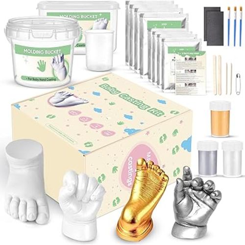Noosuna Baby Hand and Foot Casting Kit (4 Pack), 3D Moulding Gift Set, Multiple Accessories, Baby Casting Kit for Babies 0–9 Months Old, Baby Shower, New Mom Gift, Souvenir