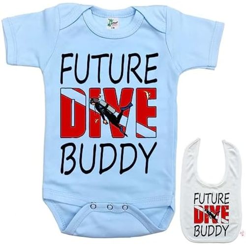 Future dive buddy -Cute Diving & scuba theme Baby bodysuit onesie & bib set