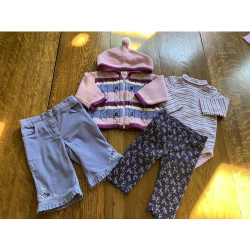 Vtg Gymboree 02 Sweet Romance corduroy pants zip hooded sweater top leggings 3-6