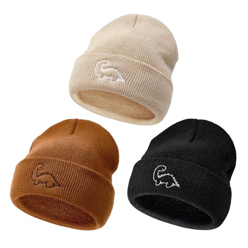 Durio 3 Pack Unisex Toddler Beanie Cute Pattern Baby Winter Hat for Girls Boys Warm Infant Baby Caps Preemie Hats 0-3 Years