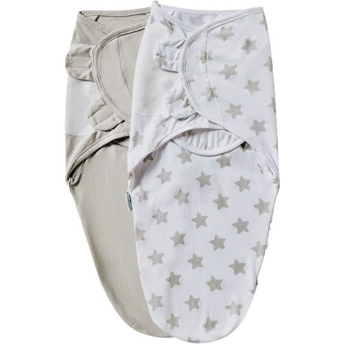 Baby Swaddle Blanket, 2 Pack Newborn Swaddles 0-3-Months, Small-Medium Easy Change Infant Wrap, Infant Swaddling Sack, Adjustable Swaddle Blanket (Brown Stars)