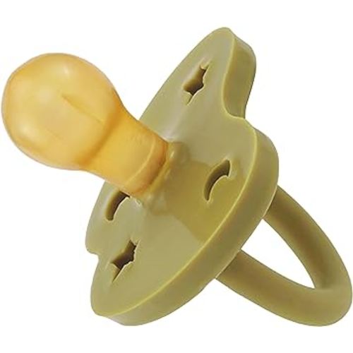 HEVEA Natural Rubber Pacifier Round 3-36 Months – Hygienic One Piece Design for Newborns to Toddlers, BPA-Free, Soft & Durable – Single-Pack (Avocado)