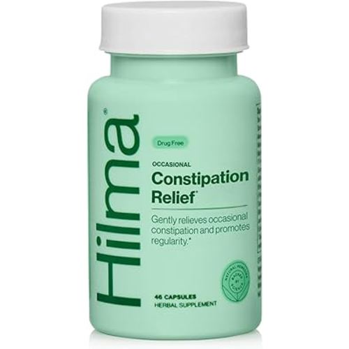 Hilma Gentle Bowel, Occasional Constipation Relief with Magnesium Citrate, Natural and Gentle Laxatives for Constipation w/Magnesium Citrate, Ginger, Anise and Bitter Orange, 46 Vegan Capsules