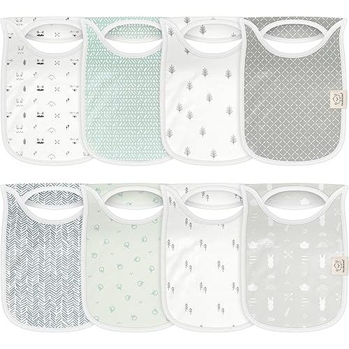 8-Pack Baby Bibs for Boys, Girls - Pullover Bibs for Drooling Teething Baby Girl & Boy Toddler, Newborn, Soft & Absorbent, Cute Colors, Large Torso Coverage Keep Infant Clean & Dry (Nordic)