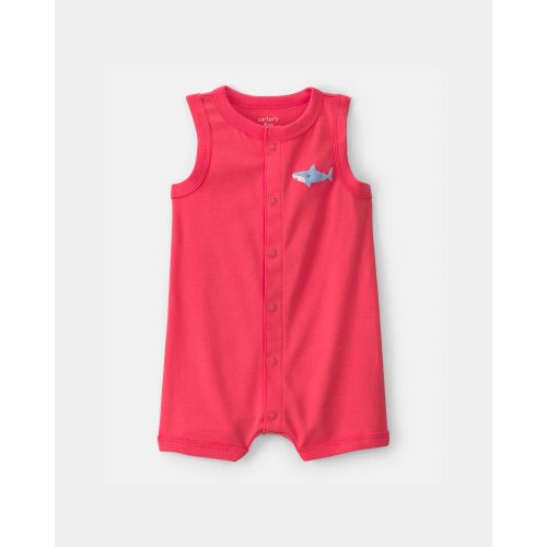 Baby Boy Shark Romper - Orange | Carter's