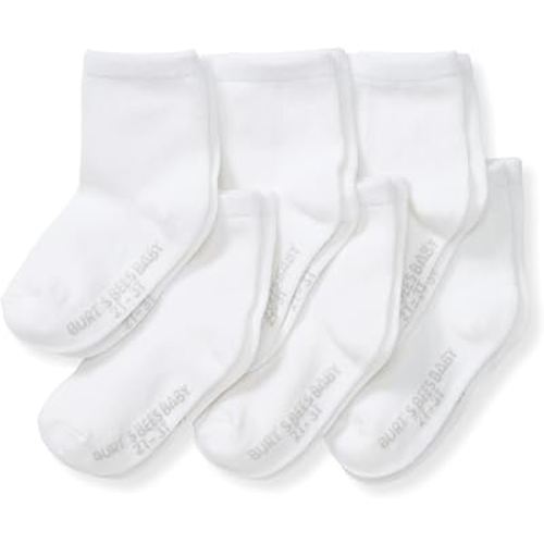 Burt's Bees Baby Organic Ankle & Crew Socks with Non-Slip Grips, 6-Pack | Soft, stretchy cotton blend ankle socks feature a stay-put ankle rib band and keep socks on feet
