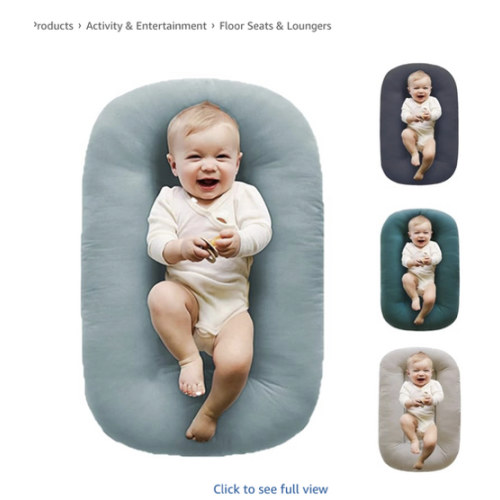 Baby Lounger for Newborn,Baby Nest for Newborn Soft Cotton Breathable for Playtime & Relaxation,Flat Babies Essentials Gifts Newborn Lounger for Boys & Girls 0-12 Months(Misty Blue)
