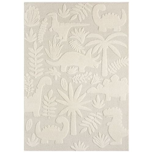 TOWN & COUNTRY PLAY Dinosaur Jungle Party Kids Area Rug, Soft & Plush, Bedroom Rug, Nursery Decor, Playroom & Classroom Rugs, Beige/Ivory, 7'10"x10’2”