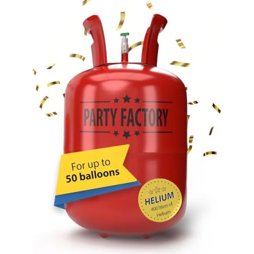 Party Factory Disposable Helium Tank for Balloons – Fills Up to 50 Standard 9-Inch Latex Balloons – Portable Balloon Helium Tank for Parties, Birthdays & Celebrations