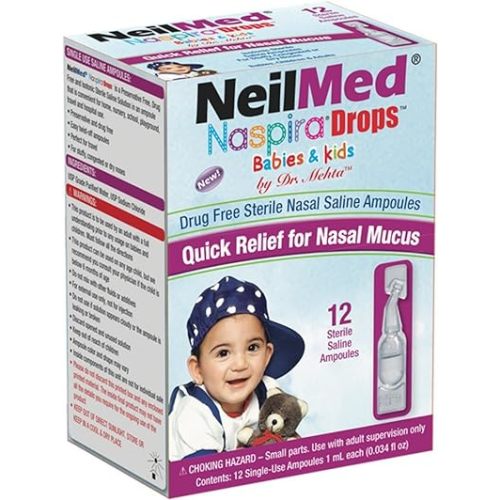 NeilMed Naspira Drops - Easy twist-off 12ct Ampoules, (Packaging May Vary)