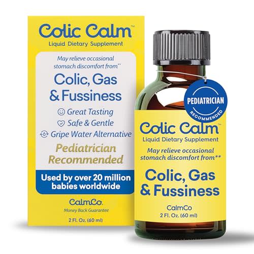 Colic Calm Infant Gripe Water for Colic, Gas & Fussiness, 2 fl oz (60 mL) | Liquid Dietary Supplement for Babies, Helps Soothe Upset Stomach, Gas, Reflux & Hiccups, Free From Artificial Additives