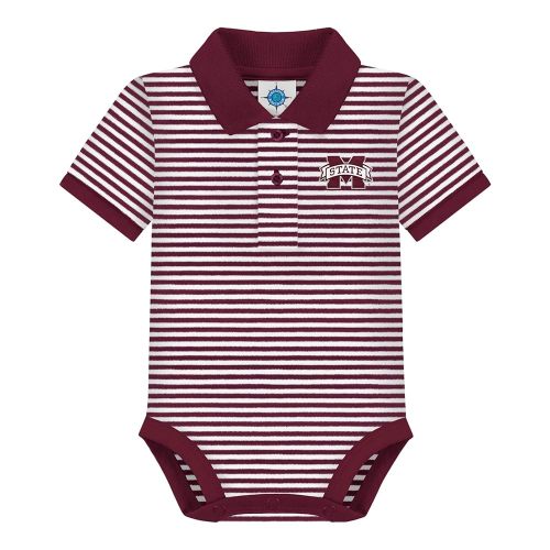 Creative Knitwear College Baby Striped Polo Bodysuit - Team Logo, Multiple Colors, for Boys & Girls (0-12 Months)
