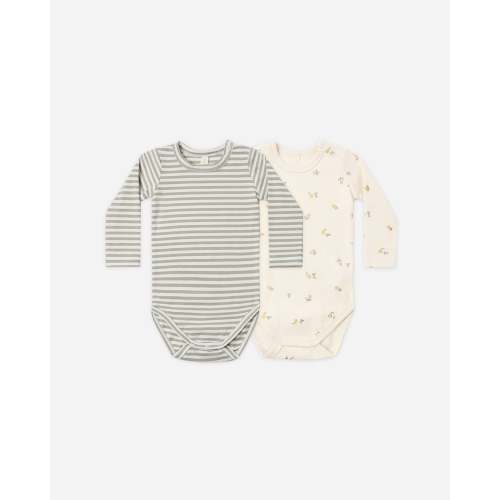Jersey Bodysuit, 2 Pack Pears, Laurel Stripe – Quincy Mae