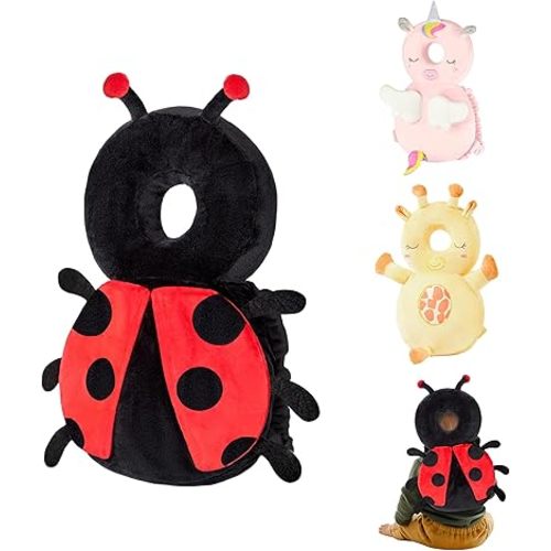 Baby Head Back Protector Backpack Toddler Safety Protector Cushion Pad Soft, Adjustable and Lightweight Design for Safe Walking and Crawling Toddlers Girls and Boys(Ladybug)