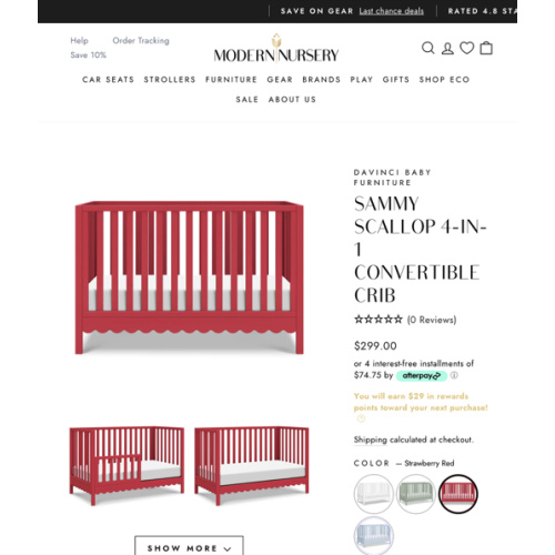 Sammy Scallop 4-in-1 Convertible Crib