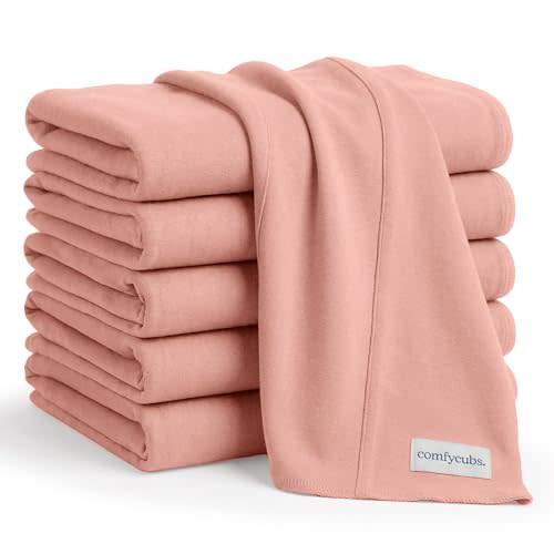 Comfy Cubs Baby Burp Cloths Set (Pack of 6) - Large, 6-Layer, Ultra Absorbent 100% Cotton for Infant Spit-Up, Drool, and Messes - Soft, Gentle, Thoughtful New Born Baby Gifts, Bold Blush
