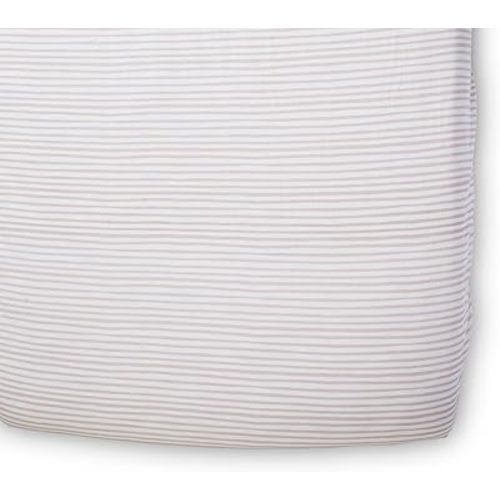 Pehr Striped Crib Sheet, Stripes Away Petal | Breathable Brushed Organic Cotton for Soft Sleep | Snug Fit | Giftable Reusable Fabric Bag Packaging | Standard Crib Mattresses up to 52”L x 28”W x 8”H