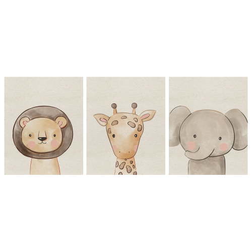 DesignOvation Baby Animals Unframed Art Prints 8” x 10” Set of 3 by The Creative Bunch Studio