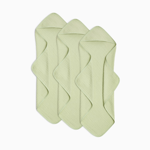 Small Story Muslin Hooded Towels (3 Pack) - Sage