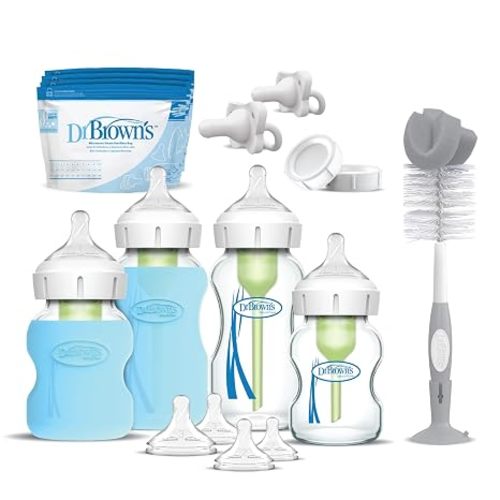 Dr. Brown's Anti-Colic Options+ Wide-Neck Glass Baby Bottle, 9 oz, 3-Pack