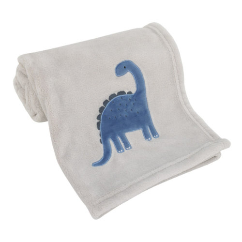 Carter's® NoJo Carter's Dino Adventure Super Soft Gray and Blue Coral Fleece Baby Blanket | Wayfair