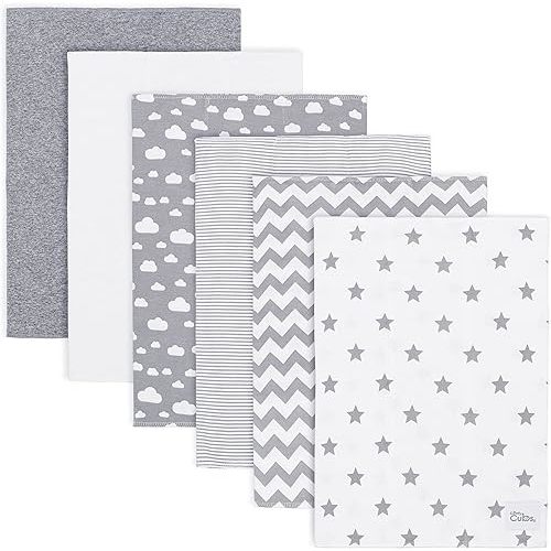 Comfy Cubs Burp Cloths 6 Pack Large 100% Cotton Washcloths Double Layered Absorbent Burping Cloth Extra Absorbent Baby Burp Cloth Extra Soft for Boys and Girls (Grey Pattern, Pack of 6)