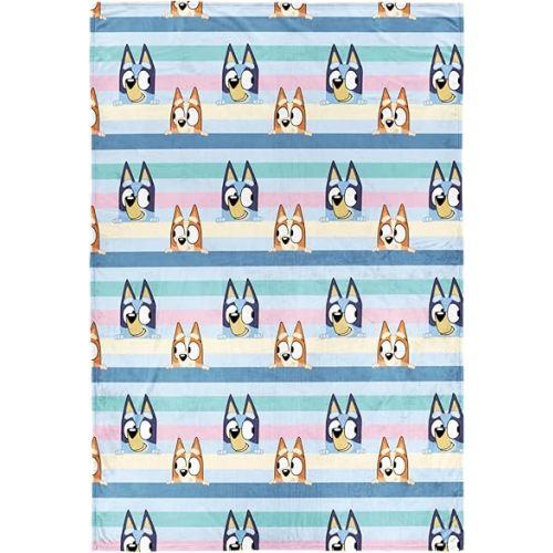 Jay Franco Plush Throw Blanket – 46" x 60" Inch Cartoon Kids Soft & Cozy Fleece Throw for Bedroom & Couch Décor, Official Licensed Product, Multi - Bluey