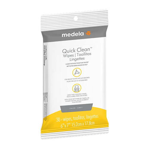 Quick Clean Wipes for On-the-Go Cleaning of Breast Pumps, Accessories, and Various Surfaces, Plant-based, Resealable, 1 Pack of 30