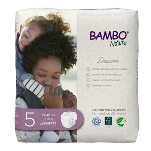 Bambo Nature Baby Diapers, Heavy Absorbency, Eco-Friendly, Size 5, 25 Count, 6 Packs, 150 Total