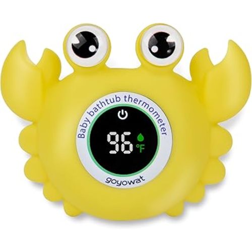 Baby Bath Thermometer Crab Toy - Digital Floating Water Thermometer with LED Display & Color Alerts for Infants, Cute Bath Tub Sensor & Safe Bath Time Essential Toy