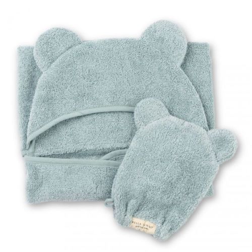 Hooded Towel + Wash Mitt Set Fog | Bella Tunno