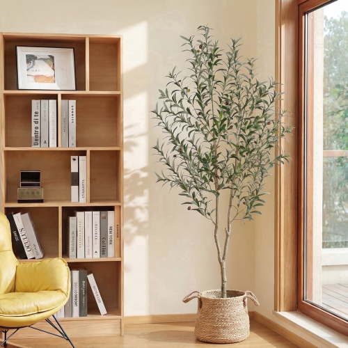 6FT Artificial Olive Tree Tall Fake Potted Olive Tree with Lifelike Fruits Faux Olive Tree For Home House Office Decor Indoor