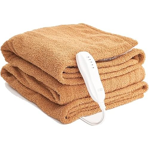 Templewet Couverture chauffante 127 x 152,4 cm – 5 niveaux de chauffage et arrêt automatique 3H, lavable en machine, certifié ETL et FCC, couleur Teddy