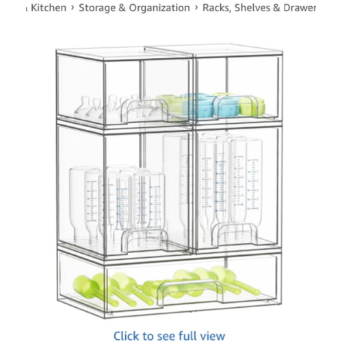 SpaceAid Bottle Storage Organizer Baby - Acrylic Bottles Station Organizer Container, Stackable Clear Drawers for Countertop, Vanity, Bathroom, Cabinet, Pantry Organization, 5 Pack, 2S2M1L, 15.4" H