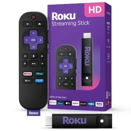 Roku Streaming Stick 2025 HD Roku Streaming Device with Voice Remote: Wi-Fi, HDMI, 1080p, Apple Airplay