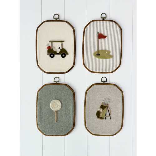 Needle Felted Golf Decor Set – Golf Ball, Club, Tee, Flag – Sports Nursery Art